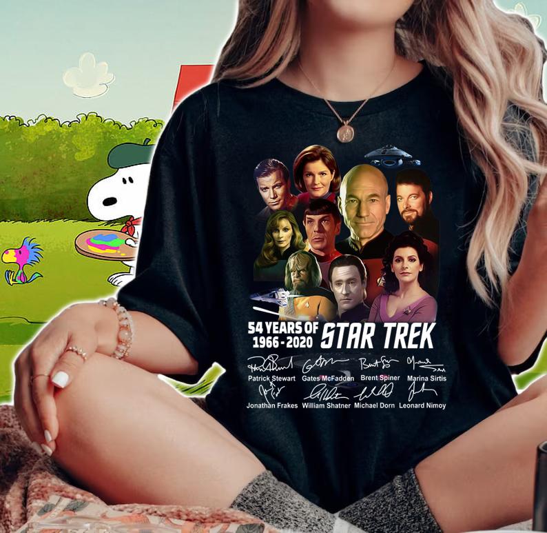 54 Years Of Star Trek 1966 2020 Characters Signatures t-shirt woman shirt