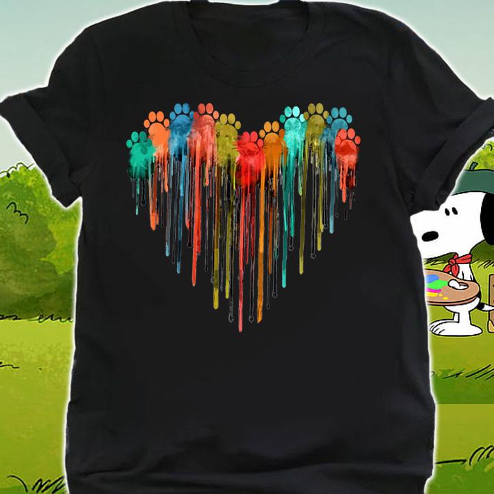 Dog Paw Heart Watercolor Dog Lover t-shirt shirt