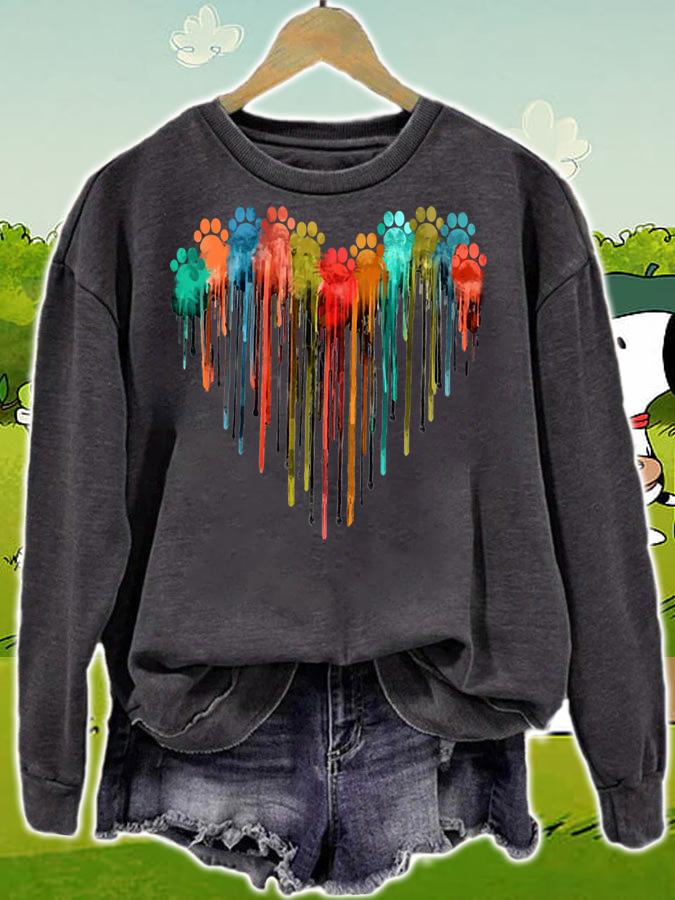 Dog Paw Heart Watercolor Dog Lover t-shirt sweatshirt