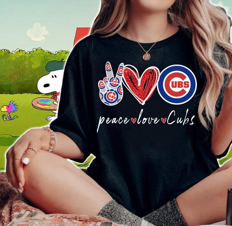 Peace Love Chicago Cubs Diamonds t-shirt woman shirt