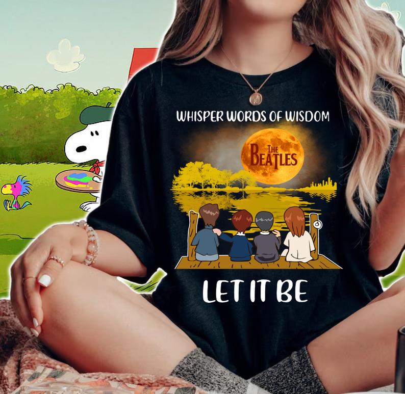 Whisper words of Wisdom The Beatles Let it be moon guitar lake t-shirt woman shirt