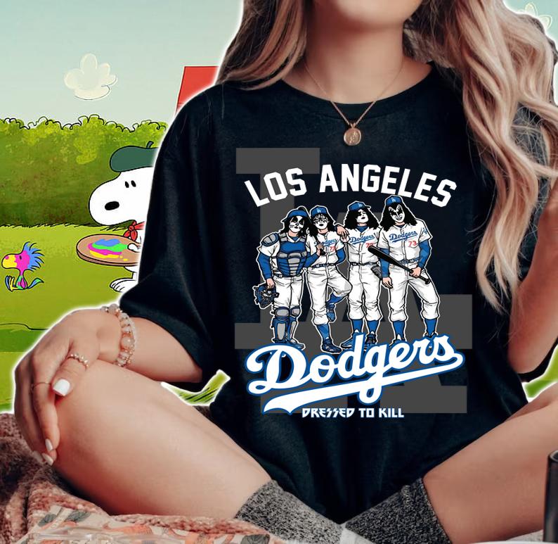 Kiss Band Member Los Angeles Dodgers Dressed To Kill t-shirt woman shirt