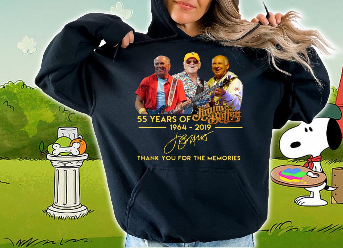 55 years of Jimmy Buffett 1964-2019 thank you for the memories t-shirt hoodie