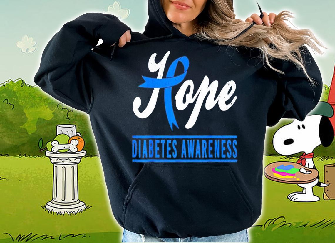 Hope Diabetes Awareness Ribbon Diabetic Type 1 T1 T-Shirt t-shirt hoodie