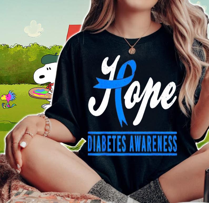 Hope Diabetes Awareness Ribbon Diabetic Type 1 T1 T-Shirt t-shirt woman shirt