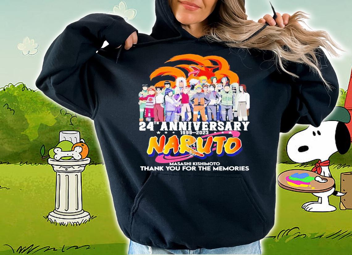 Naruto 24th anniversary 1999 2023 Masashi Kishimoto thank you for the memories shirt t-shirt hoodie