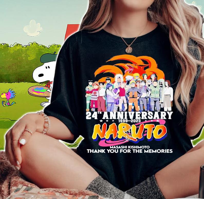 Naruto 24th anniversary 1999 2023 Masashi Kishimoto thank you for the memories shirt t-shirt woman shirt