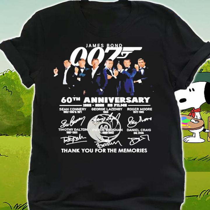 007 60th anniversary 1962 2022 25 films thank you for the memories shirt t-shirt shirt