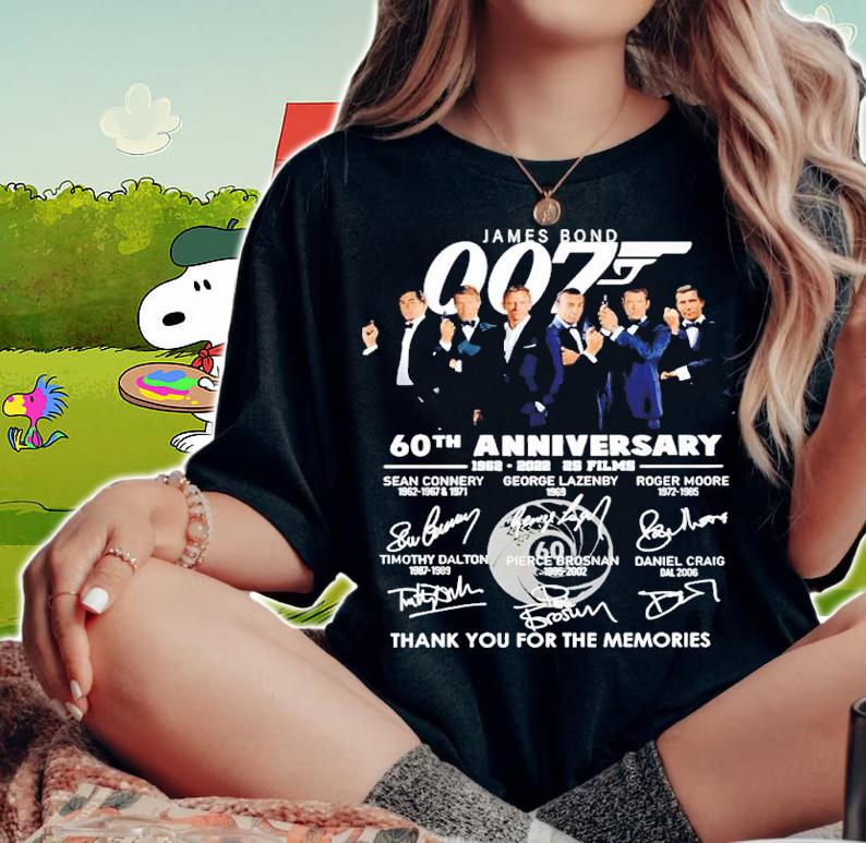007 60th anniversary 1962 2022 25 films thank you for the memories shirt t-shirt woman shirt