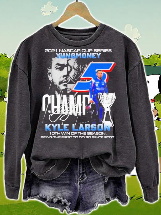 2021 Nascar Cup Series 5 Champs Kyle Larson 10th Win Of The Season Signatures t-shirt sweatshirt