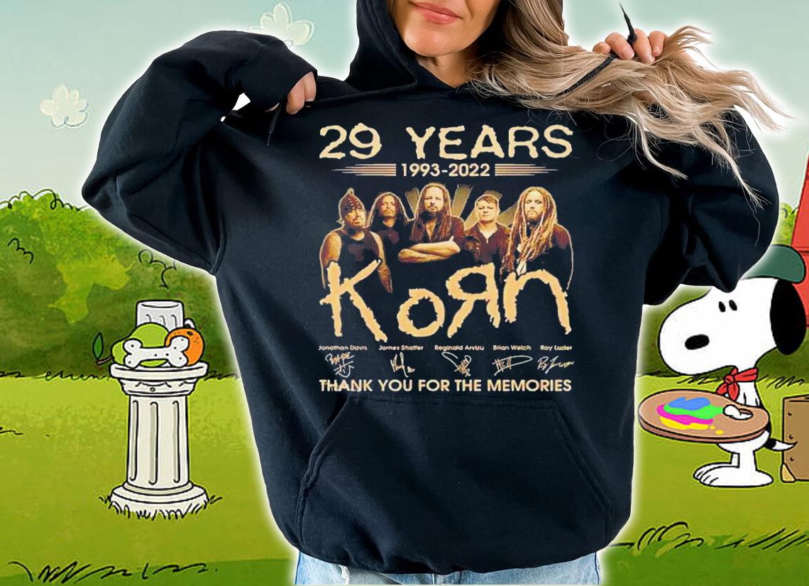 29 Years 1993-2022 Korn Signatures Thank You For The Memories t-shirt hoodie