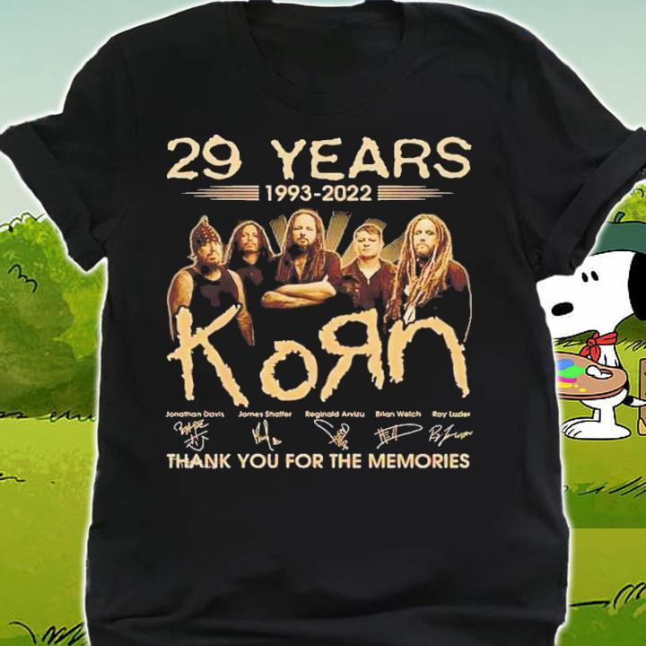 29 Years 1993-2022 Korn Signatures Thank You For The Memories t-shirt shirt