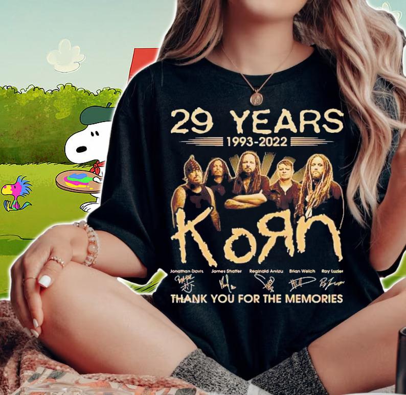 29 Years 1993-2022 Korn Signatures Thank You For The Memories t-shirt woman shirt