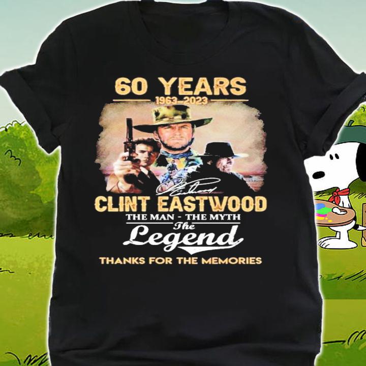 60 Years 1963-2023 Clint Eastwood The Man The Myth The Legend Signatures Thank For The Memories t-shirt shirt