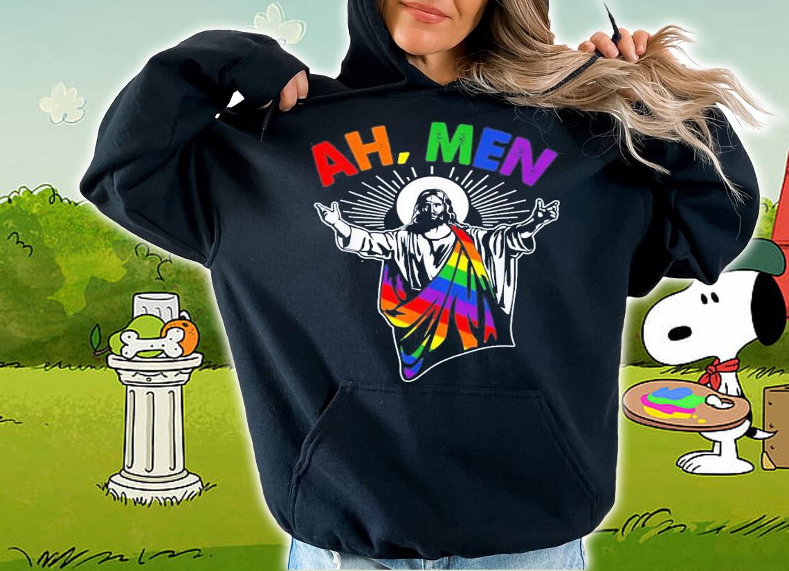 Ah Men LGBT Gay Pride Jesus Rainbow Flag Christian t-shirt hoodie