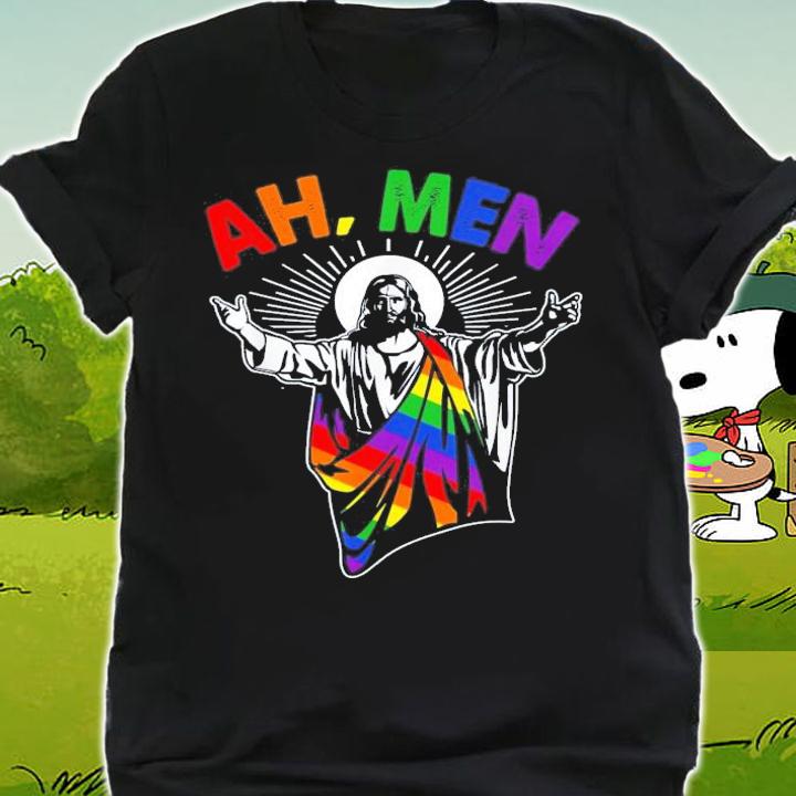 Ah Men LGBT Gay Pride Jesus Rainbow Flag Christian t-shirt shirt