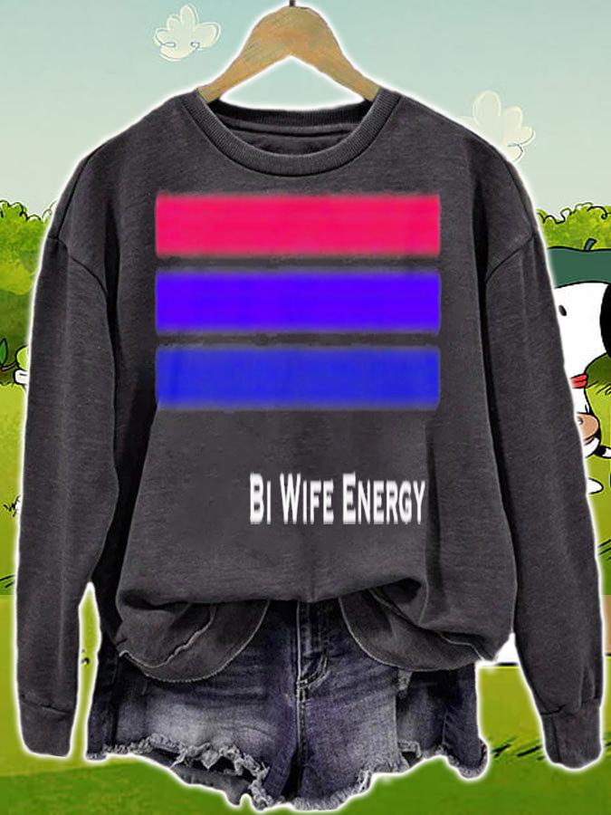 Bi Wife Energy Stripe Line Bisexual T-Shirt t-shirt sweatshirt