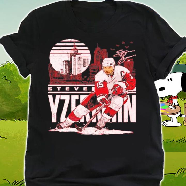 Steve Yzerman Detroit City Skyline Hockey Shirt t-shirt shirt