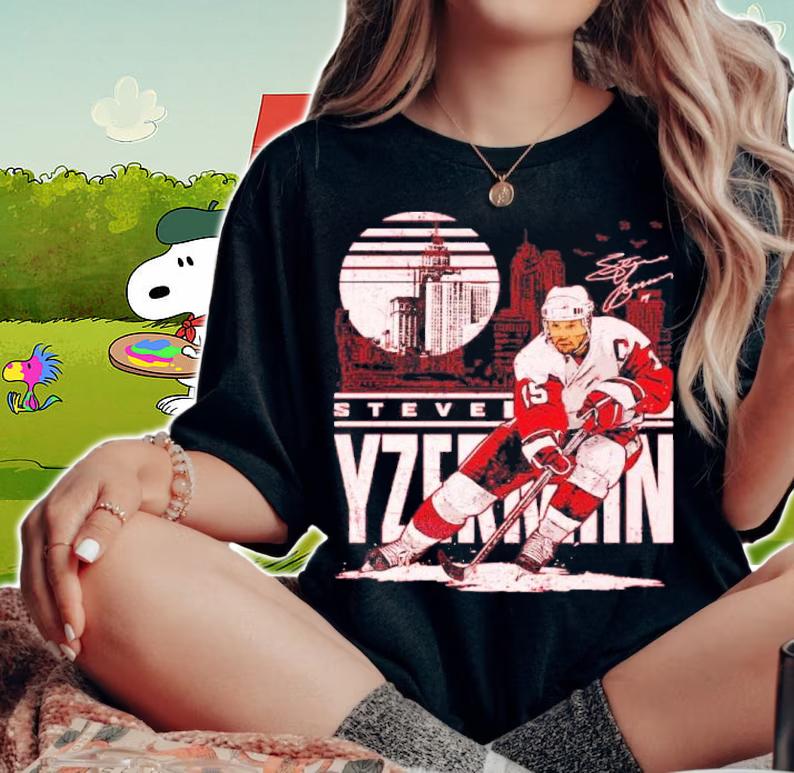 Steve Yzerman Detroit City Skyline Hockey Shirt t-shirt woman shirt