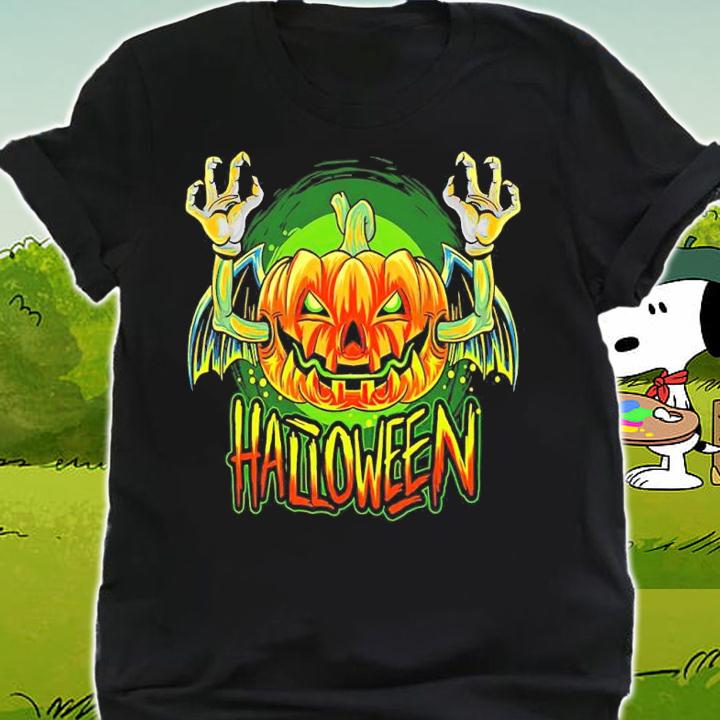 Vampire Bat With Halloween Pumpkin Head Karikatur Shirt t-shirt shirt