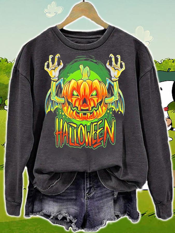 Vampire Bat With Halloween Pumpkin Head Karikatur Shirt t-shirt sweatshirt