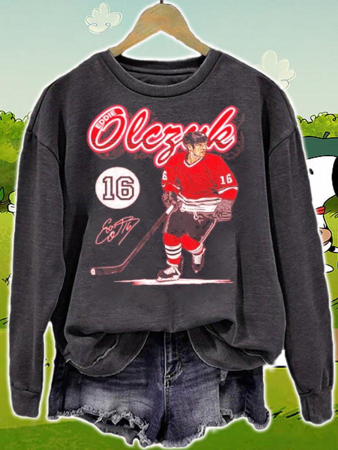 Eddie Olczyk Chicago Retro Script Hockey Signatures Shirt t-shirt sweatshirt