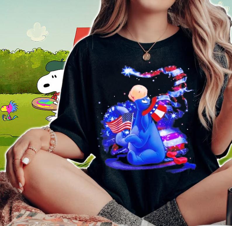 Eeyore Winnie The Pooh Disney 4th Of July Colorful Disney Graphic Cartoon T-Shirt t-shirt woman shirt