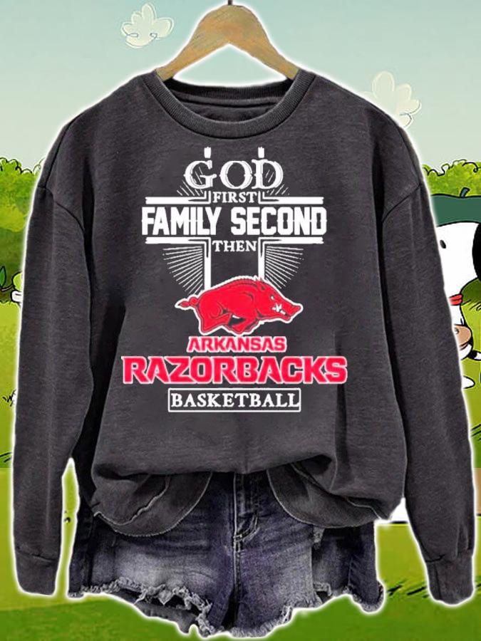 God First Family Second Then Arkansas Razorbacks Basketball 2022 Shirt t-shirt sweatshirt