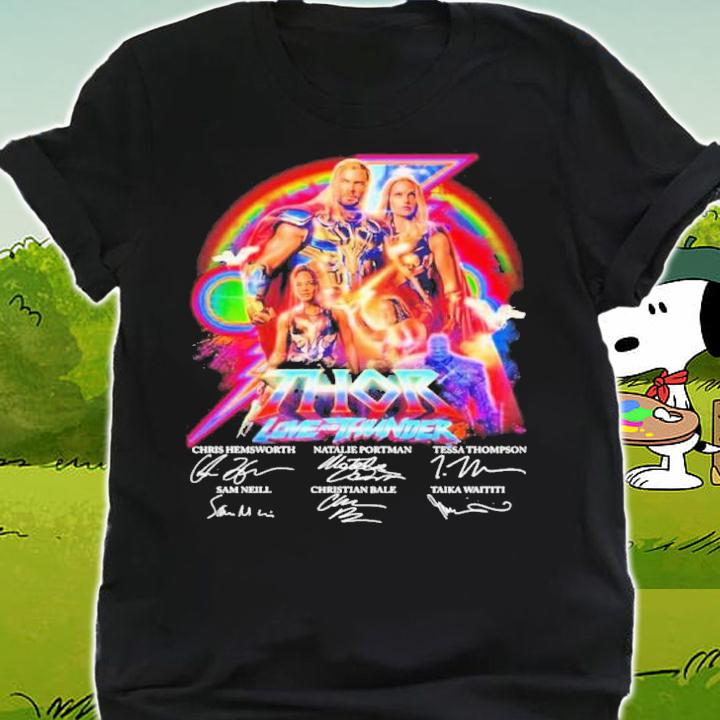 Marvel Studios Thor Love And Thunder Retro Rainbow Signatures Shirt t-shirt shirt