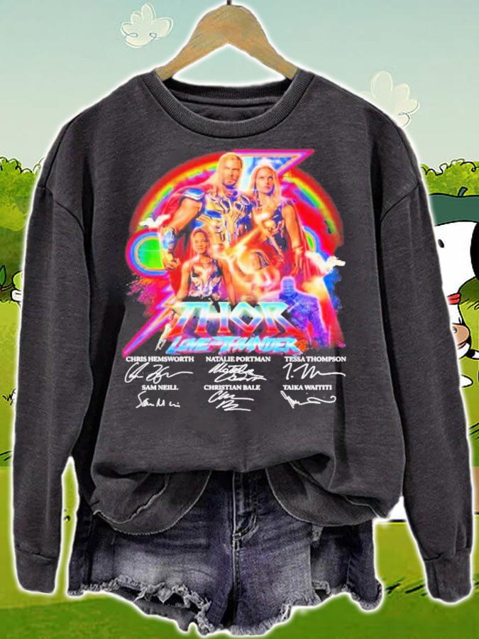Marvel Studios Thor Love And Thunder Retro Rainbow Signatures Shirt t-shirt sweatshirt