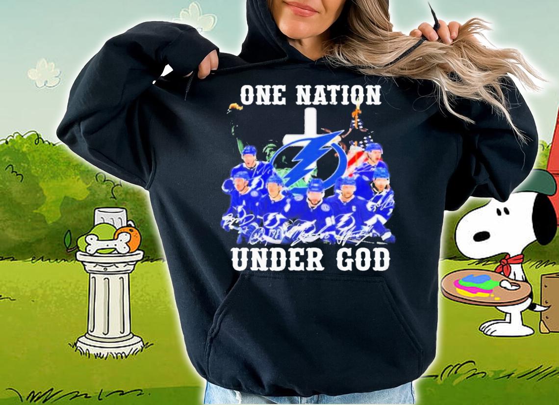 One Nation Under God Tampa Bay Lightning Eastern Champions Signatures T-Shirt t-shirt hoodie