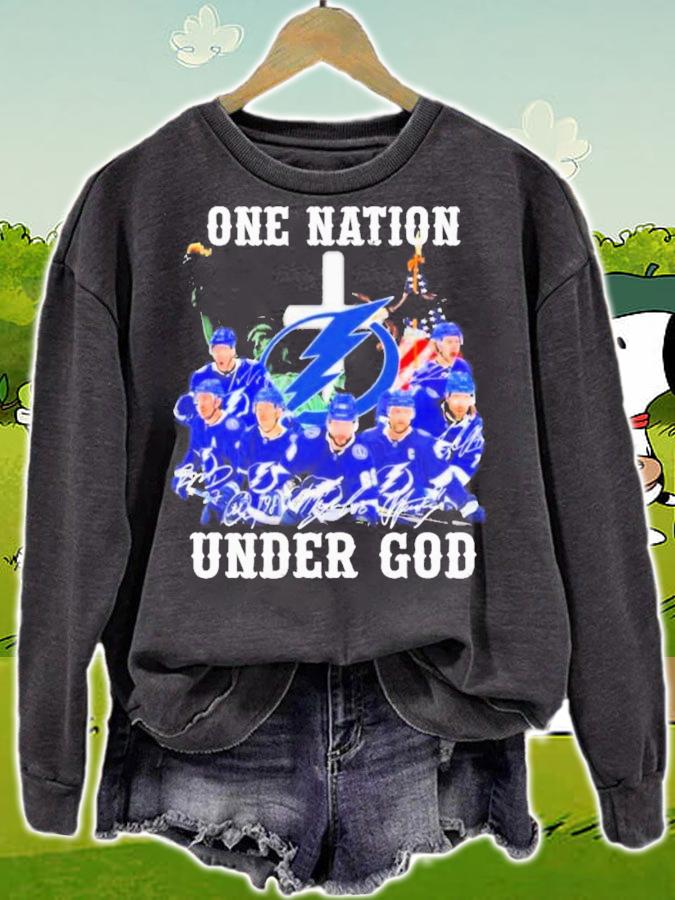 One Nation Under God Tampa Bay Lightning Eastern Champions Signatures T-Shirt t-shirt sweatshirt