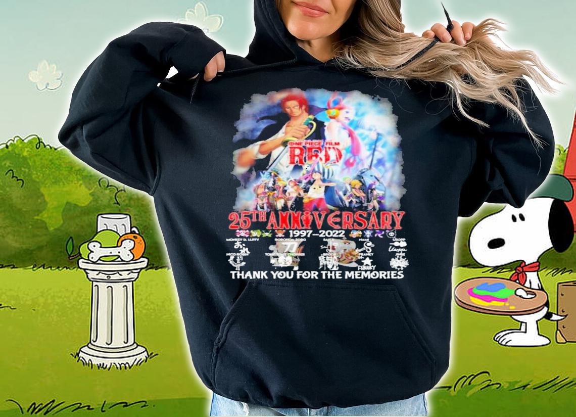One Piece Film Red 25th Anniversary 1997-2022 Signatures Thank You For The Memories Shirt t-shirt hoodie