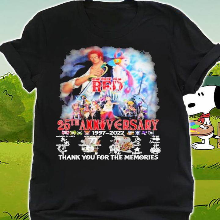 One Piece Film Red 25th Anniversary 1997-2022 Signatures Thank You For The Memories Shirt t-shirt shirt