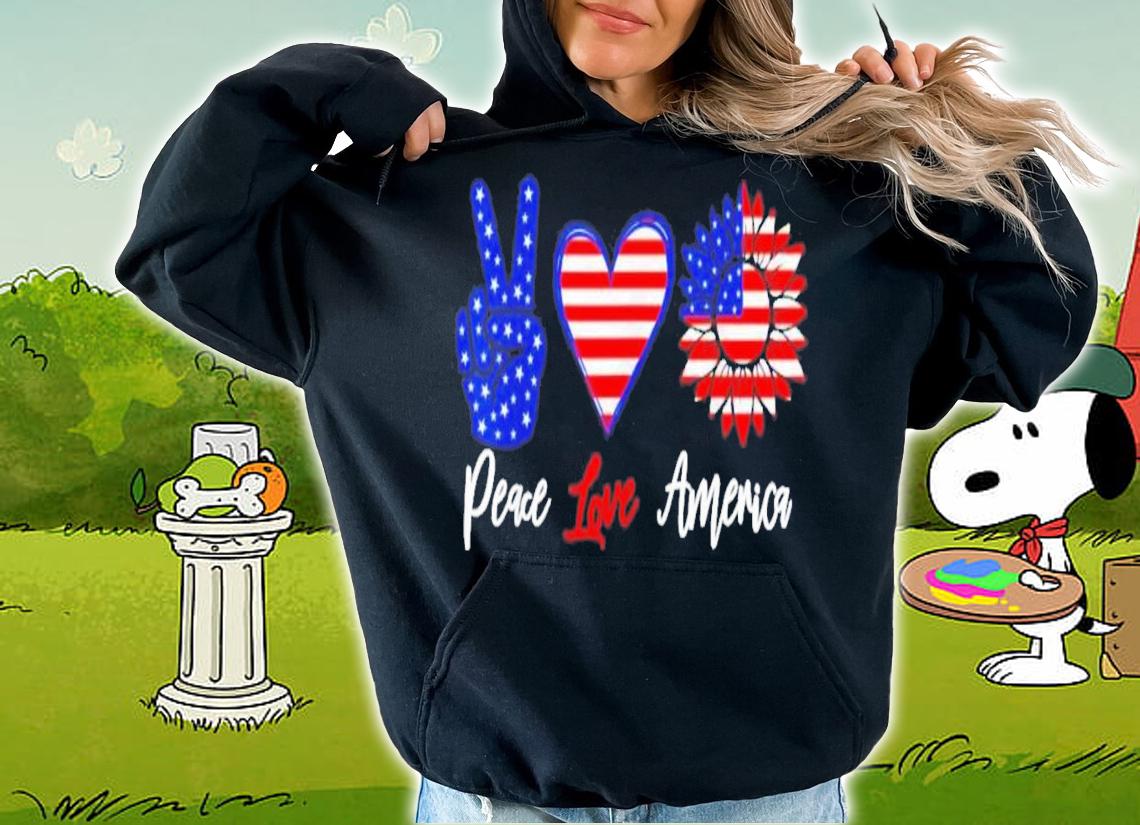 Peace Love America 4th Of July Sunflower 2022 T-Shirt t-shirt hoodie