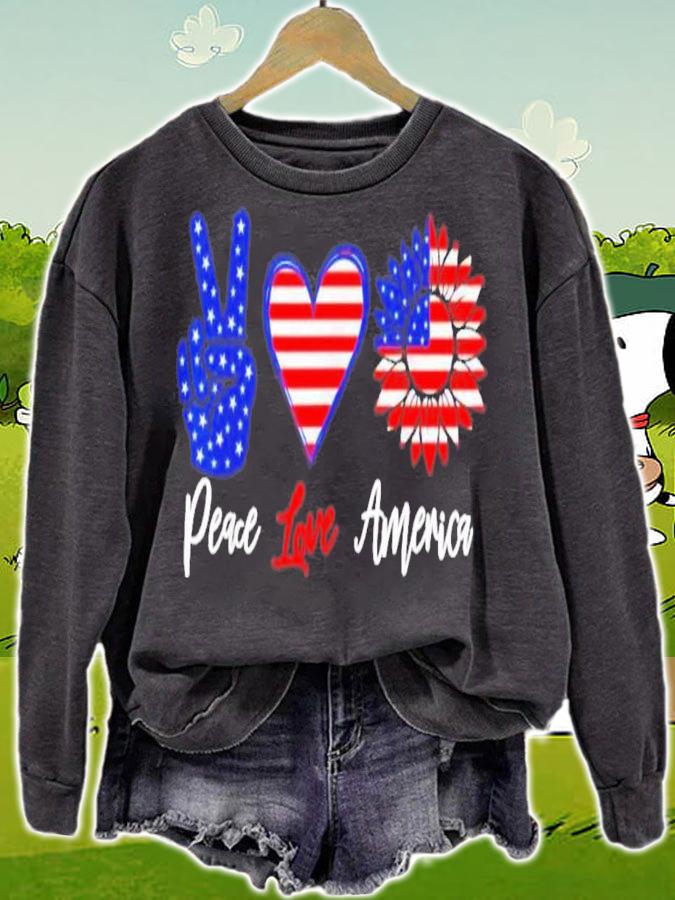 Peace Love America 4th Of July Sunflower 2022 T-Shirt t-shirt sweatshirt