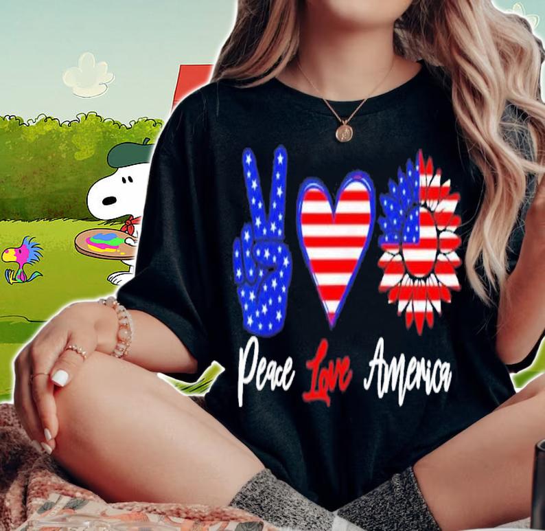 Peace Love America 4th Of July Sunflower 2022 T-Shirt t-shirt woman shirt