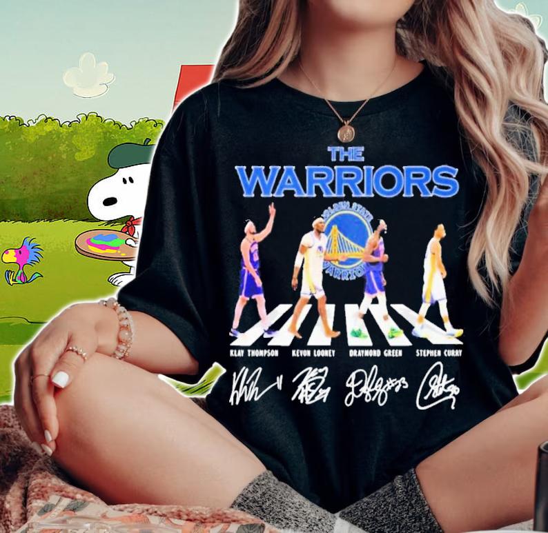 NBA Finals Klay Thompson Kevon Looney Draymond Green And Stephen Curry Abbey Road Signatures t-shirt woman shirt