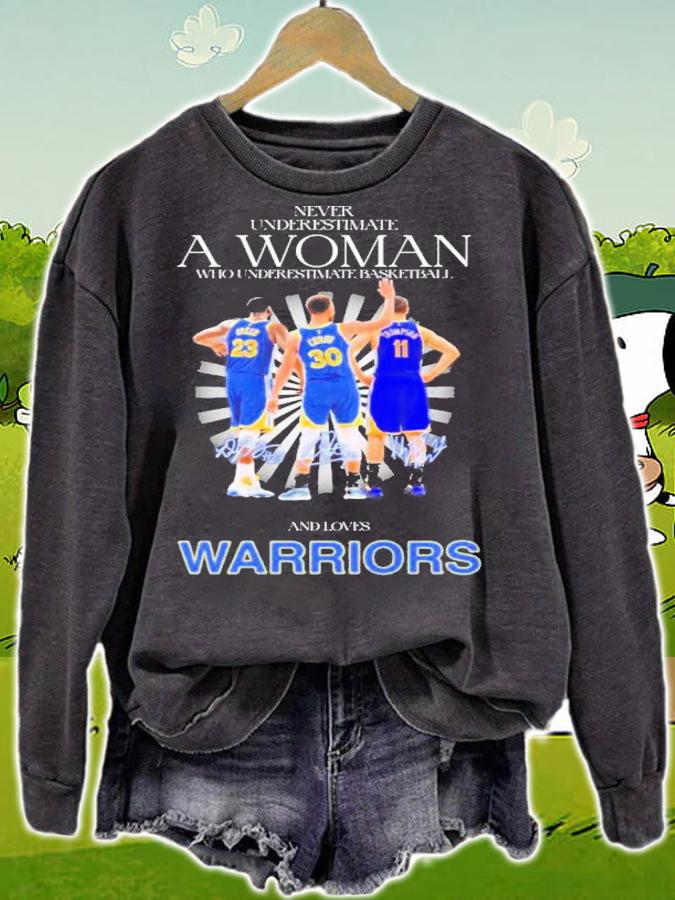 Never Underestimate A Woman And Loves Warriors NBA Finals Champions 2022 Signatures t-shirt sweatshirt