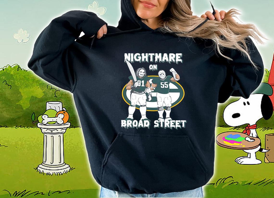Jigsaw and Jason Voorhees Nightmare On Broad Street Halloween Packers t-shirt hoodie