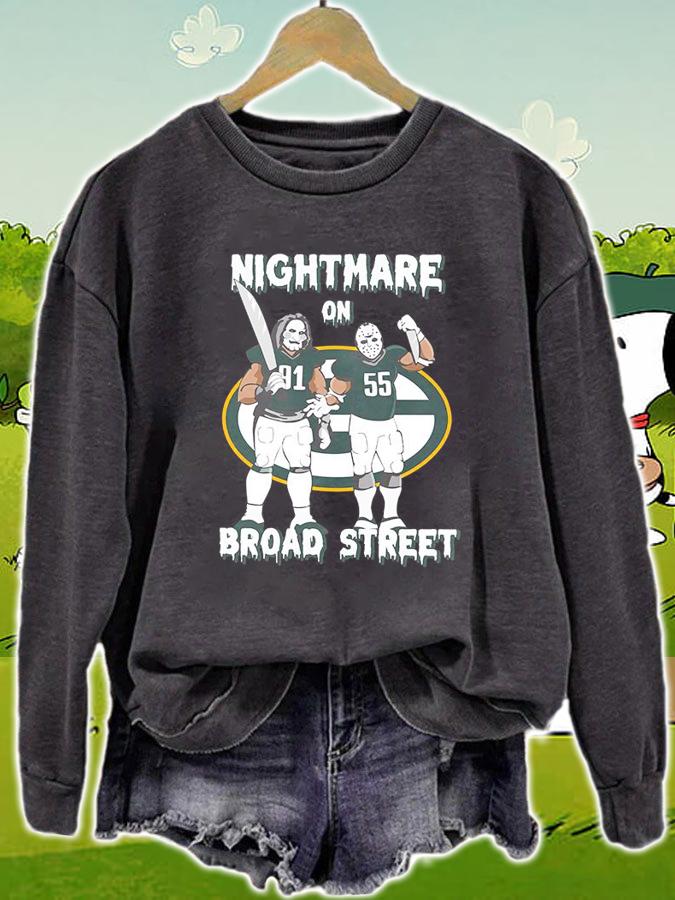 Jigsaw and Jason Voorhees Nightmare On Broad Street Halloween Packers t-shirt sweatshirt
