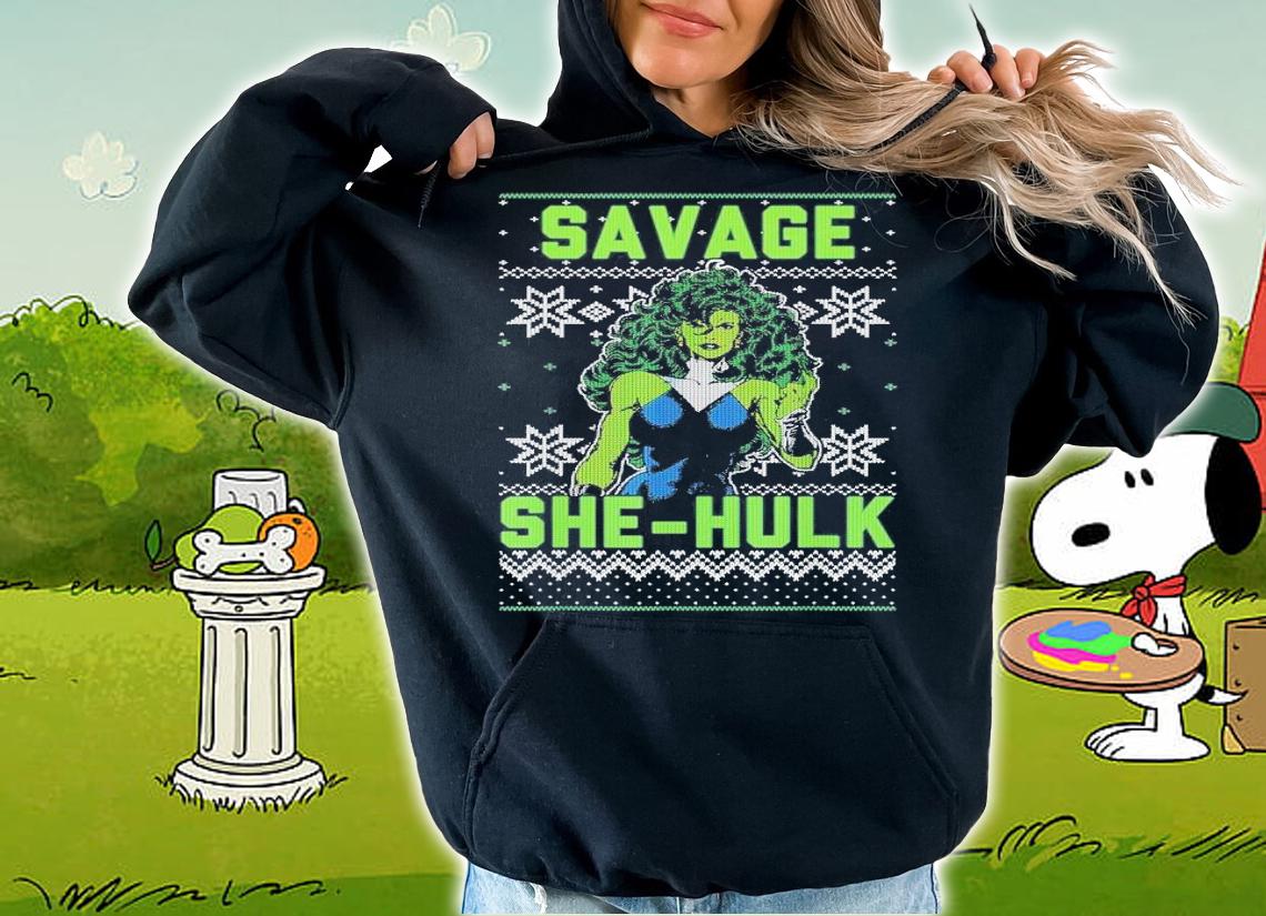 Ugly Christmas Sweater She Hulk Savage T-Shirt t-shirt hoodie