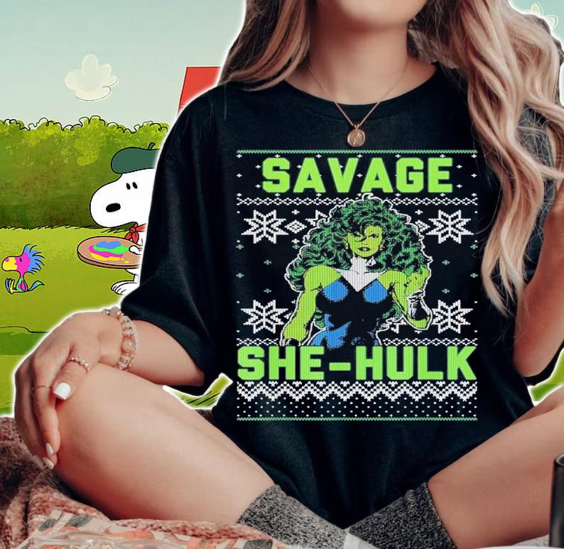 Ugly Christmas Sweater She Hulk Savage T-Shirt t-shirt woman shirt