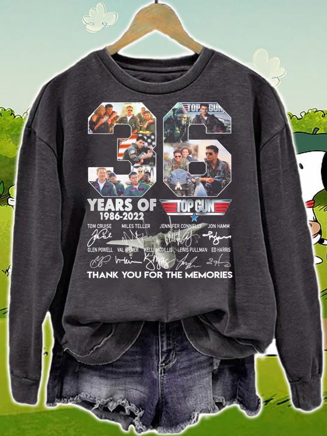36 Years Of 1986-2022 Top Gun Thank You For The Memories Signatures t-shirt sweatshirt