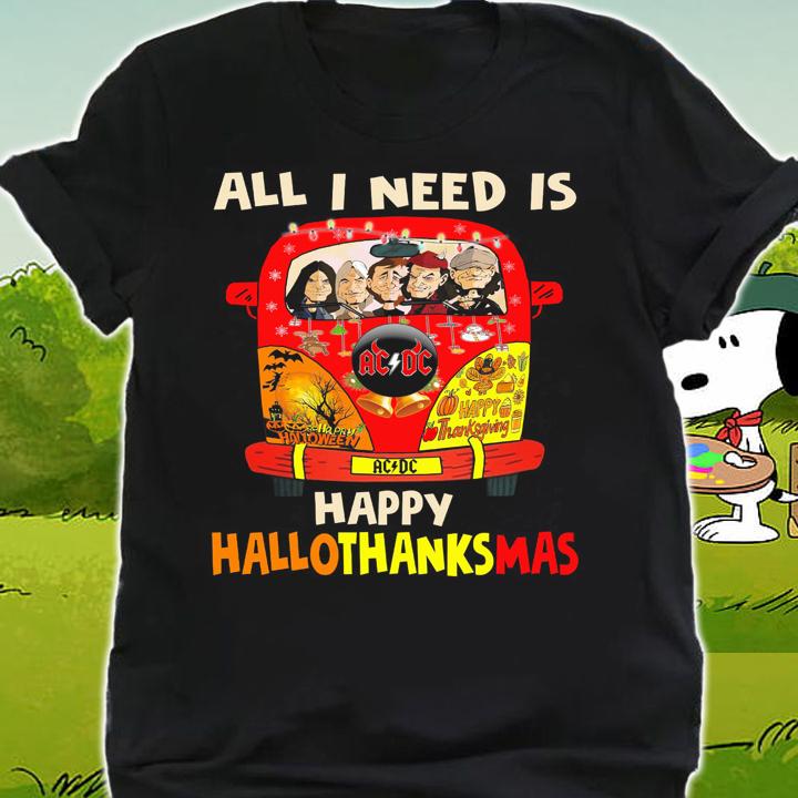 All I Need Is ACDC Happy Hallothankmas Halloween X Christmas t-shirt shirt