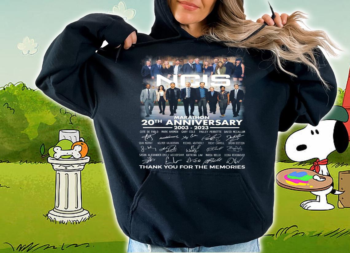 NCIS Marathon 2003-2023 thank you for the memories signatures t-shirt hoodie
