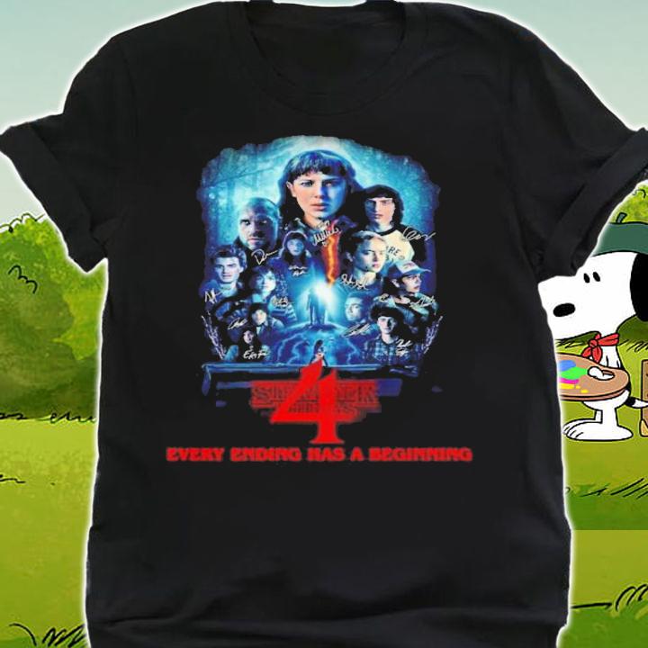 Stranger Things Season 4 Every Ending Has A Beginning Signatures Shirt t-shirt shirt