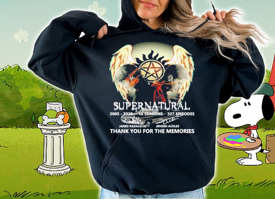 Supernatural 2005-2020 15 Seasons 327 Episodes Thank You For The Memories Signatures Shirt t-shirt hoodie