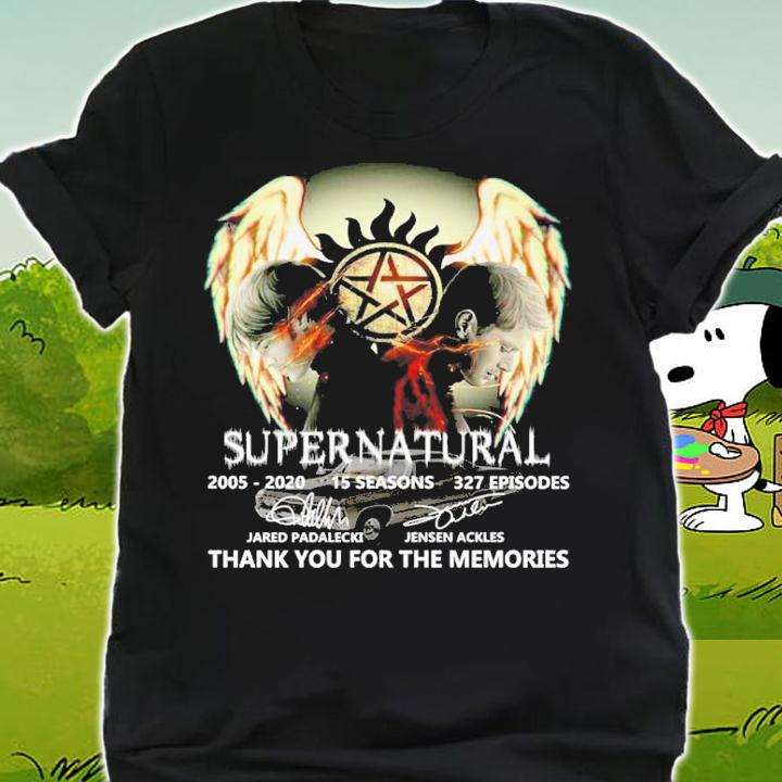 Supernatural 2005-2020 15 Seasons 327 Episodes Thank You For The Memories Signatures Shirt t-shirt shirt