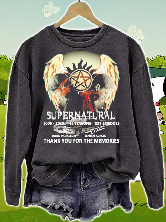 Supernatural 2005-2020 15 Seasons 327 Episodes Thank You For The Memories Signatures Shirt t-shirt sweatshirt